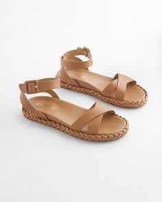 Leather Braided Sandals - Chico's Tan Leather Sandals, Braided Sandals, Iron Shirt, Womens Designer Fashion, Dresses Pants, And Dresses, Pants Jeans, Cozy Sweaters, Flat Sandals