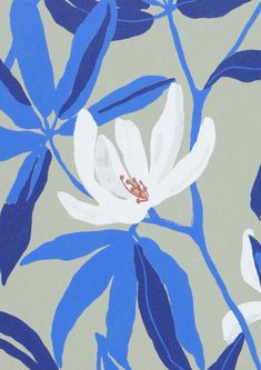 a white and blue flower on a gray background