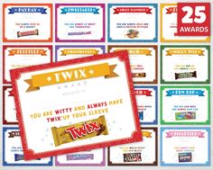 the twix award is displayed in front of a poster