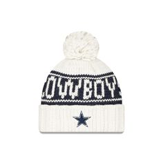 The Dallas Cowboys 2024 Cold Weather Chrome Pom Knit Hat features an embroidered Cowboys logo at the front cuff with a matching NFL Shield at the rear. Additional details include a team wordmark at the crown and a one-time removable pom. Cowboys Logo, Nfl Dallas Cowboys, All Nfl Teams, Nfl Logo, Florida Panthers, Houston Texans, New York Rangers, Indianapolis Colts, Atlanta Falcons