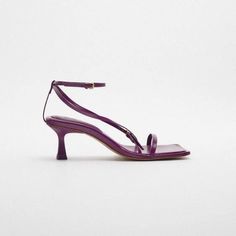 Zara Heeled Leather Strappy Sandals In Violet Sz 37 / 6.5 Brand New With Tags. Come With A Box. Heeled Leather Sandals. Strap Details And Ankle Strap Closure. Squared Toe. Heel Height: About 2.2 Inches (5.7 Cm) Violet | 2349/010 Upper 100% Goat Leather Sole 100% Vulcanized Rubber Insole 100% Goat Leather Elegant Purple Sandals With Branded Heel, Party Sandals With Strap And Square Toe, Elegant Purple Sandals With Buckle Closure, Square Toe Sandals With Strap For Evening, Elegant Purple Sandals With Padded Heel, Purple Sandals With Sculpted Heel For Summer, Summer Purple Sandals With Sculpted Heel, Purple Sandals With Wrapped Heel For Evening, Chic Square Toe Sandals For Cocktail