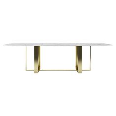 a white table with gold legs and a marble top