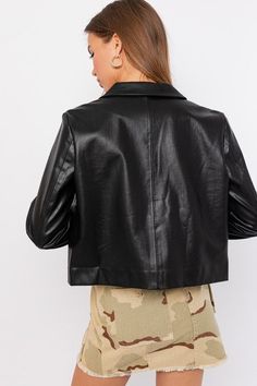 Specifications: cropped faux leather button front collared Sizing: XSmall 0-2 Small 2-4 Medium 6-8 Large 10-12 Leather Crop Jacket, Jacket Sale, Crop Jacket, Black Faux Leather, Black Leather, Faux Leather, Shop Now, Leather Jacket, Boutique