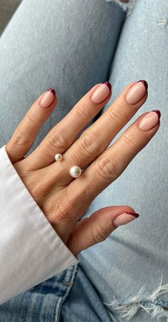 brown french tip nails, Fall Nails, Fall Nail Ideas, Autumn Nails, Autumn Nail Ideas, Autumn Nail Colours, Fall Nail Designs, Fall French Manis Red Tip Nails, Brown French, Fall Gel Nails, Tip Nails, Thanksgiving Nails