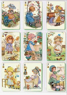 four different cards with pictures of children in the same outfit and numbers on each card