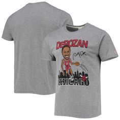 Add a fun Chicago Bulls piece that shows your die-hard DeMar DeRozan fandom with this Caricature T-shirt from Homage. It features the superstar on the front in prominent cartoon-like graphics with a basketball in his hands. The tri-blend material works to keep you comfortable as you cheer on DeMar DeRozan during Chicago Bulls game day. Material: 50% Polyester/25% Cotton/25% Rayon Officially licensed Short sleeve Screen print graphics Machine wash, tumble dry low Imported Crew neck Brand: Homage Cotton T-shirt With Sublimation Print For Fans, Crew Neck T-shirt For Fan Events, Fandom T-shirt With Character Print For Fan Events, Cotton Fandom T-shirt For Fan Events, Fan Apparel T-shirt With Crew Neck For Fan Events, Fan Apparel T-shirt With Crew Neck For Events, Fan Apparel T-shirt With Front Print, Front Print Cotton T-shirt For Fan Gear, Cotton T-shirt With Front Print For Fans