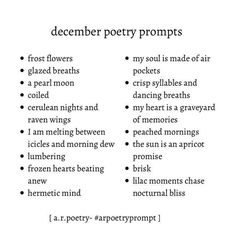 a poem that has been written in english and spanish with the words'december poetry prompts '