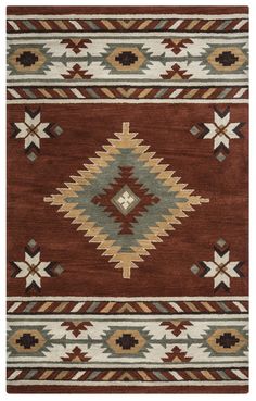 an area rug with brown and tan colors