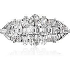 Platinum Deco Diamond Vintage Brooch - Timeless Elegance Luxury Platinum Art Deco Brooches, Luxury Diamond Multi-stone Brooches, Luxury Diamond-accented Brooches For Anniversary, Luxury Antique Platinum Brooches, Luxury Silver Platinum Brooches, Luxury Diamond Brooches With Brilliant Cut, Luxury Multi-stone Diamond Brooches, Into Fashion, Yellow Jewelry