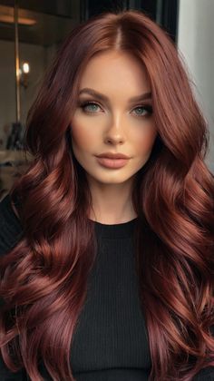 fall hair colors dark coppers Chocolate Red Hair, Dark Caramel Hair, Copper Hair Dark, Cherry Hair Colors, Dyed Hair Men