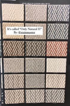 an advertisement for knitted rugs with different colors and patterns on the front cover