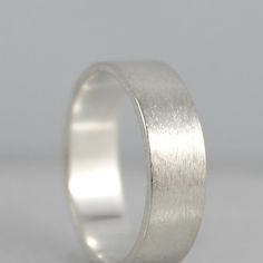 Wedding Band - Sterling Silver Matte Finish - Made to Order - Men's or Ladies Rings Minimalist Wide Band In White Gold, Minimalist White Gold Wide Band, Modern Thick Band Silver Bands, Modern Silver Thick Band, Modern Silver Band With Thick Shape, Minimalist Rings With Brushed Finish For Anniversary, Modern Silver Rings With Brushed Finish, Silver Minimalist Wide Band, Minimalist Silver Wide Band