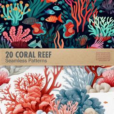 20 coral reef seamless patterns