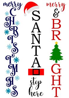 merry christmas and santa's stop here svt cut file for cricut