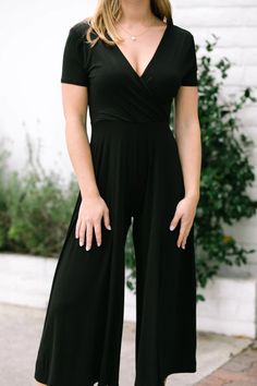 Brenda Short Sleeve Jumpsuit - Morning Lavender Boutique Jumpsuits Black Full-length Jumpsuits And Rompers For Spring, Black Full Length Jumpsuits And Rompers For Spring, Solid Color Stretch Short Sleeve Jumpsuits And Rompers, Solid Color Short Sleeve Jumpsuits For Night Out, Summer Fitted Plain Jumpsuits And Rompers, Fitted Plain Summer Jumpsuits And Rompers, Fitted Full-length Solid Jumpsuits And Rompers, Fitted Full Length Solid Jumpsuits And Rompers, Sequin Babydoll Dress