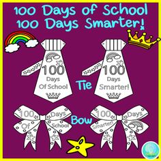 the 100 days of school smarter book with two bows and a rainbow in the background