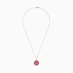 Effy Ruby Royale 14K Rose Gold Ruby and Diamond Pendant Fine Jewelry In 14k Rose Gold, Pink 14k Rose Gold Round Jewelry, Rose-colored 14k Gold Round Jewelry, Rose 14k Gold Round Jewelry, Diamond Mandala, Mandala Pendant, Rose Stone, Ruby Birthstone, July Birthstone