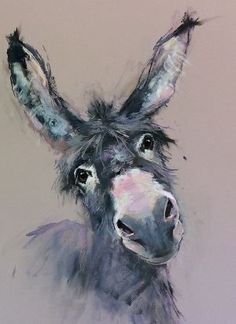 a painting of a donkey looking straight ahead