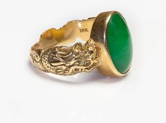 Antique 18K Gold Dragon Jade Men's Ring.Size 10. Male Necklace, Jade Rings, Gold Dragon, Genuine Love, Garnet Necklace, Victorian Gold, Men Ring, Jade Ring, Men's Ring