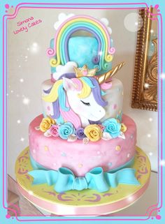 there is a cake with a unicorn on it