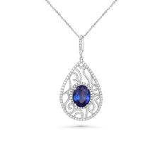 5.64 Cts Tanzanite and White Diamond Pendant in 14K White Gold January Birthstone Jewelry, Tanzanite Jewelry, April Birthstone Jewelry, September Birthstone Jewelry, March Birthstone Jewelry, Yellow Jewelry, Brown Jewelry, June Birthstone Jewelry, Purple Jewelry