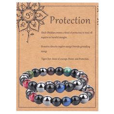 PRICES MAY VARY. Triple Protection Beaded Bracelet - 2pcs 10mm triple protection round bead bracelets in one pack.For a different experience, the exquisite triple protection bead bracelet helps relax the mind and brings lucky,prosperity and happiness, positive healing energy to your life, make you will look very different. Quality Materials - These triple protection bracelet are made of stone beads(black obsidian,hematite,tiger eye)and elastic rope. 10mm smooth beads are polished to a soft luste Crystal Stone Bracelet, Healing Stone Bracelet, Reiki Jewelry, Elastic Rope, Crystal Healing Stones, Bracelet Crystal, Cool Gifts For Women, Protection Bracelet, Wish Bracelets