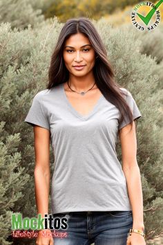 Bella+Canvas 6035 Style Mockup Women's Jersey Deep V-Neck T-Shirt Deep Heather Gray Tee Shirt Model with Smart Object Elevate the presentation of your artwork with this T-Shirt mockup. Tony has meticulously crafted each mockup to showcase your art with precision and attention to detail, leaving a lasting impression on your customers. These modern mockups are tailored to enhance the effect of your design, creating an unforgettable and impactful display. With these mockups, you can be confident in the professional and polished exhibition of your design, leaving you free to focus on your creative process. 🎥 For a limited time only, get the companion video for this mockup for $9.99 ($40 dollar value!) Just add the video to your cart and use coupon code VIDEO75 at checkout. Here's the link htt T Shirt Mockup, Shirt Model, Womens Jersey, Tshirt Mockup, Grey Tee, Shirt Mockup, Deep V Neck, Heather Gray, The Professional