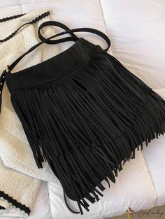 BirdinBag - Spacious Hobo Bag with Stylish Fringe Trim Trendy Satchel Bag With Fringe, Trendy Fringed Satchel Bag, Trendy Fringe Satchel Bag, Trendy Rectangular Bag With Fringe, Trendy Fringed Satchel Shoulder Bag, Trendy Fringe Satchel Shoulder Bag, Trendy Fringe Shoulder Bag For Shopping, Trendy Fringe Crossbody Bag, Trendy Fringe Bags For Shopping