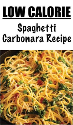 the cover of low calorie spaghetti carbonara recipe