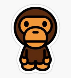 a sticker with an image of a monkey wearing a hoodie on it's head