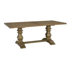 a large wooden table with two legs and a square top on an isolated white background