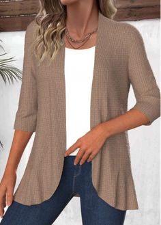 Color:Light Coffee;Size:S;Size:M;Size:L;Size:XL;Size:XXL;Package Contents:1 X Light cardigan;Occasion:Other;Style:Casual; Coachella Looks, Light Cardigan, Ageless Style, Autumn Outfit, Fall Wardrobe, Amazon Fashion, Summer Wardrobe, Color Light, Womens Clothing Tops