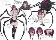 an image of a woman with purple hair and spider legs