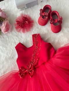 Red Princess Dress For Summer Party, Red Princess Dress For Baptism, Summer Wedding Red Princess Dress, Cute Red Christmas Tutu Dress, Red Tutu Dress For Summer Wedding, Cute Red Princess Dress For Birthday, Red Summer Tutu Dress Costume, Summer Red Tutu Dress For Dress-up, Red Tulle Princess Dress For Summer