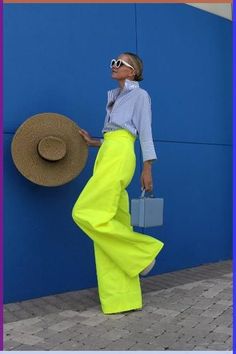 Looking for Italian eyewear manufacturers? Here are the best Italian sunglasses brands, and overall best Italian eyewear brands to know about Colored Pants Outfits, Neon Pants, Accessorizing Outfits, Wide Leg Pants Outfit, Blair Eadie, Italian Sunglasses, Leg Pants Outfit, Neon Fashion, All White Outfit