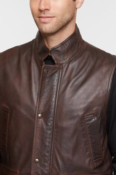 Haddington Lambskin Leather Vest | Overland Fall Leather Sleeveless Jacket, Rugged Fall Vest Outerwear, Rugged Leather Vest Outerwear, Classic Sleeveless Leather Vest, Rugged Brown Vest Outerwear, Rugged Fitted Vest Outerwear, Classic Leather Vest For Workwear, Fitted Sleeveless Rugged Outerwear, Rugged Brown Winter Vest