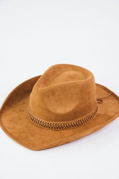 Look and feel like a cowboy with our Braided Band Cowboy Hat! Crafted from high-quality materials, this hat features a braided band, 23" adjustable lining, and a comfortable inner lining for a perfect fit. Whether you're at the rodeo or just taking a stroll, this hat adds a touch of country charm to your look. General Info: 90% Polyester, 10% PU Braided Band 23" Inner Lining Adjustable Lining Adjustable Wide Brim Costume Hats For Western-themed Events, Adjustable Hats For Western-themed Events, Adjustable Cap For Western-themed Events, Adjustable Wide Brim Felt Hat For Western-themed Events, Western Costume Hat With Wide Brim And Adjustable Fit, Adjustable Wide Brim Costume Hat For Rodeo, Adjustable Western Costume Hat With Wide Brim, Western Wide Brim Adjustable Costume Hat, Adjustable Wide Brim Western Costume Hats