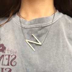 A Cute Slanted Letter N That Works For Any Outfit!!! N Necklace, N Letter, Big Letter, Big Letters, Letter N, Locket, Womens Jewelry Necklace, Silver Color, Jewelry Necklaces