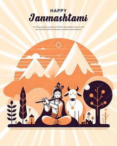 Premium PSD | Happy Krishna Janmashtami celebration Indian festival social media post banner poster