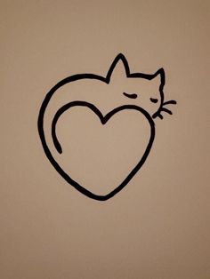 Wall Simple Drawing, Aesthetic Heart Drawing Simple, Cute Heart Sketch, Heart Cat Drawing, Cute Cat Doodle Simple, Cute Drawings Cat Easy, Cute Heart Doodles Aesthetic, Drawing Ideas Cats Easy, Drawing Of Cats Easy