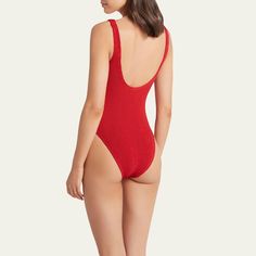 bond-eye swim "Madison" adjustable one-piece swimsuit in a twin needle finish designed to stay in place Scoop neckline enhances curves Specially designed to support and flatter larger cup sizes Adjustable leg coverage; can be worn high or low on the hip Moderate seat coverage Polyamide/polyamide/elastane Hand wash Made in United Kingdom Seamless Low Back Swimwear For Beach, Summer Seamless Low Back Swimwear, Summer Low Back Seamless Swimwear, Low Back Seamless Swimwear For Summer, Summer Low Back Swimwear With Seamless Construction, Scoop Back Swimwear For Pool, Beachwear Swimwear With Scoop Back For Pool, Solid Color Scoop Back Swimwear, Solid Scoop Back Beachwear