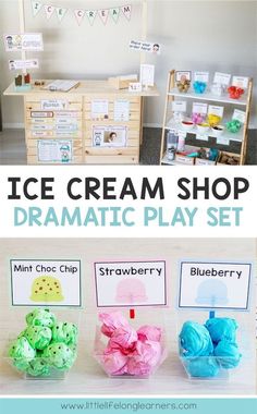 an ice cream shop dramatic play set with instructions