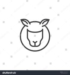 a sheep's head in the center of a circle on a white background, suitable for