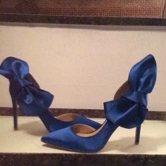 Brand New, Never Been Worn. The Bow On The Heel Is Gorgeous. Bow High Heels, Blue Bow, Shoes Women Heels, Shoes Heels, High Heels, Color Blue, Blue Color, Size 6, Women Shoes