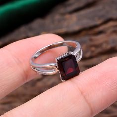 WELCOME TO ARTNGEM IIndian Gemstone Ring,Ring Size 7,Natural Red Garnet Gemstone 2.9 Gram Radiant Shape Ring ,92.5 Silver Delicate Ring,TOP Garnet January Gift Gemstone : Garnet Stone Shape : Radiant Stone size :9x7 MM Ring Weight :- 2.9 Gram Ring Size : 7 US 92.5 Sterling Silver Ring Quantity : Buyer Will Get Received One Ring BEST QUALITY AT LOW PRICE. = = = = = = = = = = = = = = = = = = = = = = = = = = = = = = = PLEASE ADD THIS IN YOUR CART FOR FAST SHIPPING WITH OTHER ITEMS. https://www.etsy Ruby Gemstone Rings With Rectangular Stone, Ruby Rings With Rectangular Gemstone, Rectangular Gemstone Crystal Ring Gift, Rectangular Crystal Gemstone Ring For Gift, Rectangular Stone Birthstone Ring With Prong Setting, Crystal Ring With Rectangular Gemstone For Gift, Emerald Cut Garnet Rings For Gift, Emerald Cut Garnet Rings As Gift, Fine Jewelry Ring With Rectangular Stone For Gift