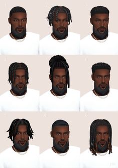 multiple images of the same man's face with different hair styles and facial expressions