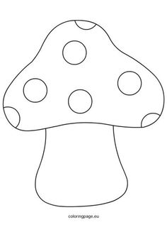 a mushroom with polka dots on the top and bottom, outlined in black and white