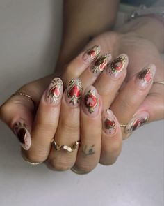 Heart Chrome Nails