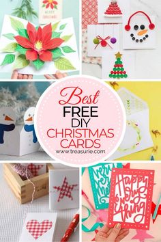 christmas cards with the words best free diy christmas cards on them and pictures of handmade