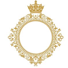 an ornate gold frame with a crown on top